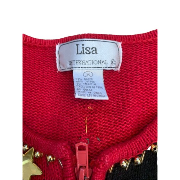 Ugly Christmas Holiday Party Sweater Color Block Snowman Trees Jingles Sz Medium - Picture 3 of 11